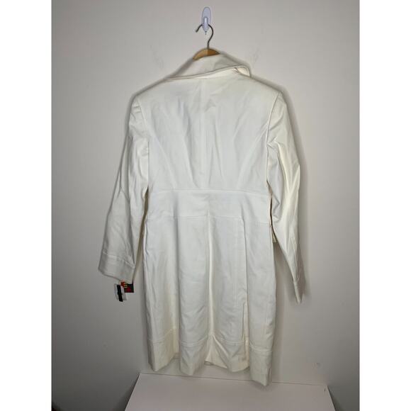 Magaschoni Collection Womens Size 10 White Jacket Long Coat Patch Pockets - Picture 6 of 9